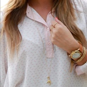 Free People white blouse with pink horses
